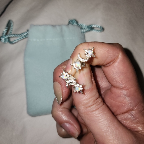 Natural Opal silver earrings - Picture 4 of 6